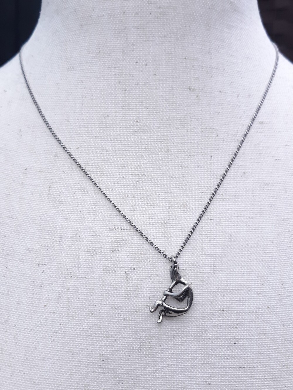 Vtg Kokopelli Pendant Charm Layering Chain Necklace Fertility God Boho Silver